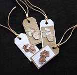 Christmas Mittens Tags - Handcrafted Gift Tags (set of 4) - dr17-0050